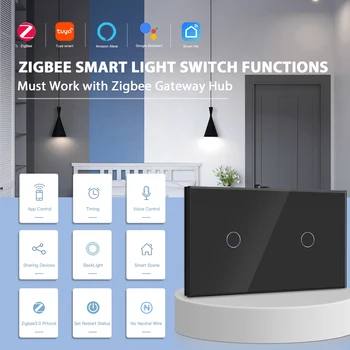  SEMINȚIA Zigbee Touch Switch-uri 2/4/6Gang Dublu Senzor Inteligent Switch-uri Google Asistent Alexa Tuya Standard UE Bule de Fundal
