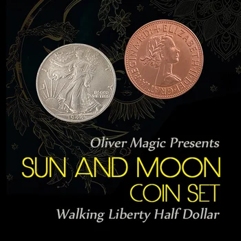  Soarele și Luna Coin (Mers pe jos Libertate Jumătate de Dolari) de Oliver Magie Trucuri Magice Iluzie Aproape Magic Monede care Apar/Dispar