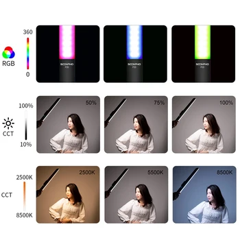  SOONPHOP20 Portabile Lumini Led 2500K-8500K RGB CRI95+ Ice Stick în formă de Tijă Fotografice de Iluminat Video lampă cu Led-uri Pentru studio foto