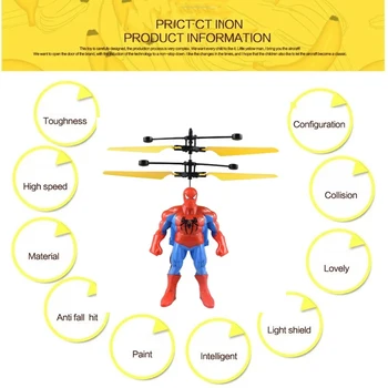  Spiderman Figura Anime Inducție Aeronave Suspendat De Zbor Spiderman, Iron Man, Hulk Avion De Control De La Distanță Jucărie Copil Cadou De Ziua De Nastere
