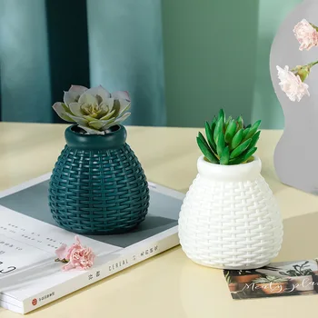  Stil Nordic Plastic Vaze Moderne Imitație Ratan Tabel Vaza De Flori Aranjament Recipient Camera De Zi Pentru Decor Acasă Ornamente