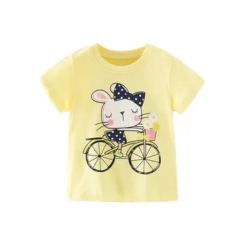  Sărituri de Metri de Vara Fete, Tricouri, Topuri de Bumbac Bicicleta de Imprimare de Animale Minunat pentru Copii Haine pentru Copii T Shirt Toddler Purta