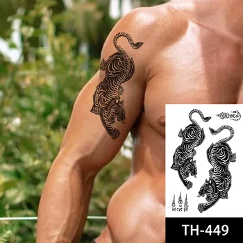  Tatuaj Marginile Tatuaje Temporare Autocolante Arma Leu Flash Tatuaje Buze Rezistent La Apă Corpul De Artă Jumătate De Braț Copilul Tatuaj Fals Femei Bărbați
