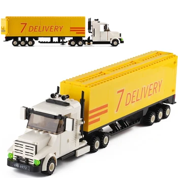  Tehnice Grele Camion Container De Blocuri Oraș Bunuri Vehicul De Transport Auto Asambla Cărămizi Jucarii Si Cadouri Pentru Copii Baieti