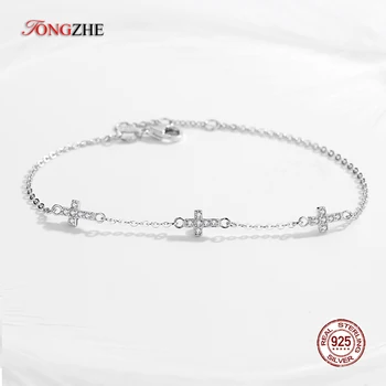  TONGZHE de Lux Cross Brățară pentru Femei Argint 925 Australia Farmec Cristal Lanț Reglabil Logodna Bijuterii de Nunta