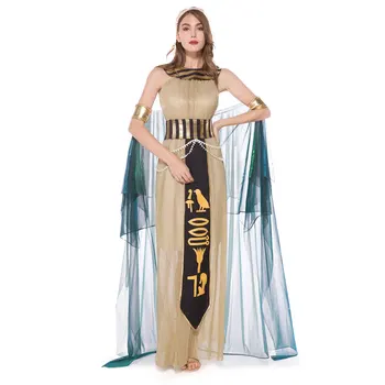  Umorden Fantasia Adult Rege Egiptean Regina Faraon Cleopatra Costume Cosplay pentru Barbati Femei Cupluri de Halloween Purim Rochie Fancy
