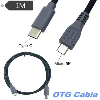  USB 3.1 Tip C de sex Masculin La Micro USB 5 Pin B Male Plug Convertor Adaptor OTG Plumb Cablu de Date pentru Mobil cartea D-25cm/100cm