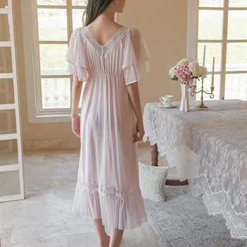  Vintage Printesa Tifon Sexy Lungi Cămăși De Noapte Pentru Femei Sutiene Vara Modal Maneca Scurta, Pijamale Fete Vrac Cămăși De Noapte