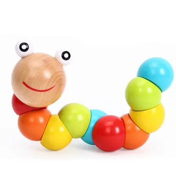  Worm poftă de mâncare de Păpuși Cunoaștere distractiv Jucării Educative Schimbătoare Forma Blocuri de Lemn pentru Copii de Colorat Jucărie pentru Copii Caterpillar