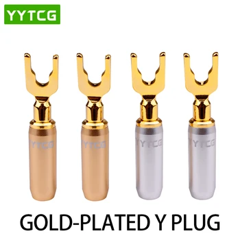 YYTCG 4buc/lot Y/U Cupru Pur de Tip Difuzor Prize 24k placat cu Aur, Difuzor Mufă de Cablu Conector Banana