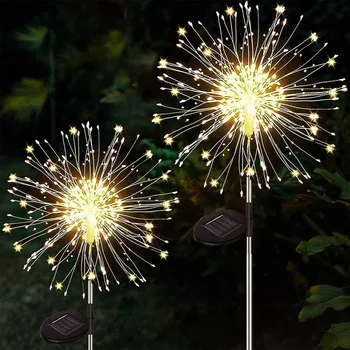  În aer liber Lumini Solare de Gradina 2 Pack 180 LED-uri Sârmă de Cupru foc de Artificii Starburst Lumini Impermeabil Peisaj Lumini pentru Gazon Curte