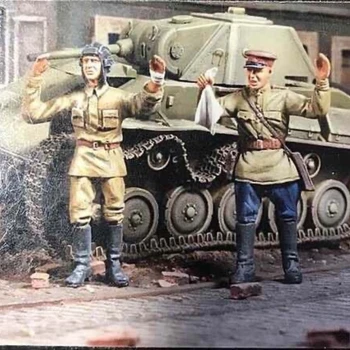  1/35 Rășină Model Figura GK kituri de-al doilea Război Mondial militar tema 2 tancuri Sovietice soldați Neasamblate și nevopsite kit