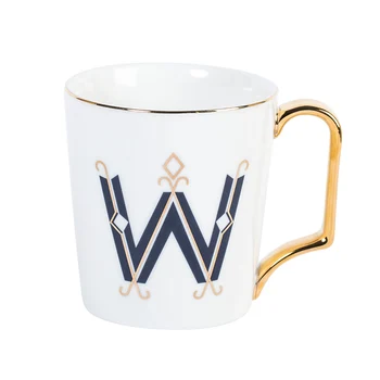  1 buc European litere de Aur cana ceramica iubitorii mic dejun ceașcă de cafea ceai lapte-O-Z scrisoare Bărbați femei Creative Cana