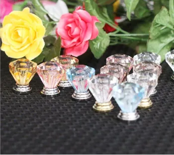  10 Buc 25mm Acrilice Mâner în Formă de Diamant Cristal Acrilic se Ocupe de Bucătărie Cameră Sertar Cutie de Cristal Singură Gaură Mâner