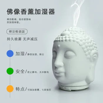  100ML Umidificator de Aer, Ulei Esențial Difuzor de Noapte plina de culoare Lumini de Ceață Foger Filtru de Aromoterapie Cap de Buddha Humidificator