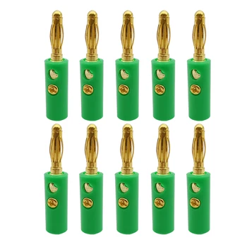  10buc/lot Placat cu Aur de 4mm Banana Plug Difuzor Audio Șurub Cablu Duce Conector Adaptor Verde