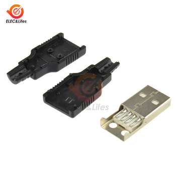  10buc USB 2.0 Tip a-4 Pini Male Conector Adaptor 4Pin USB Soclu cu Capacul de Plastic Negru