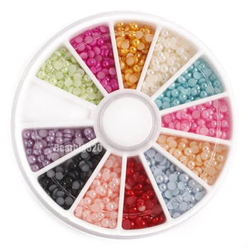  12 Culoare Oțeluri Margele Știfturi Pentru Unghii Metalică Caviar Design Roata Farmece 3D Decoratiuni Pearl Nail Art Consumabile