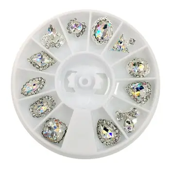  12Pcs Diamante AB Pahar de Cristal Bijuterii de Design Nail Art Flatback 3D Farmece Pandantiv Pentru Decorare Arta de Unghii Manichiura DIY Artizanat