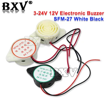  1BUC SFM-27 de Alarmă de Înaltă decibel 3-24V 12V Electronice Buzzer Alarma Bip Intermitent Bip Continuu Pentru Arduino Alb Negru