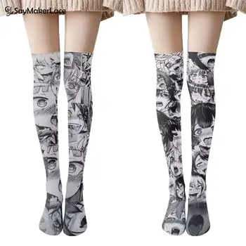  1Pair Anime Cosplay Tipărite Ciorapi Lolita Gotic Overknee Colanti Sosete pentru Femei Șosete Fete Lungi de Genunchi Ciorapi Sexy Costum
