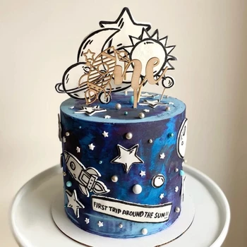  1st Birthday Cake Topper, Spațiu de Partid Ziua de nastere, Un Tort Fân, Prima Aniversare, Prima Călătorie În Jurul Soarelui, 1 Tort Fân