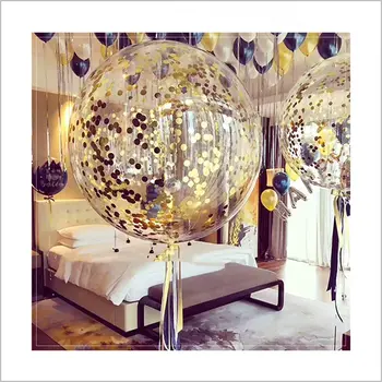  2 buc 36 inch pe Aur Confetti Mare Balon Latex cu Heliu Baloane pentru Aniversari de Nunta Spectacol pentru Copii Festival Petrecere de Crăciun, Eveniment de Decor