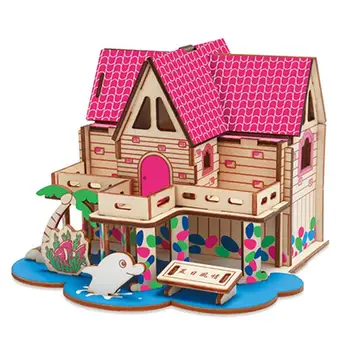  2 buc Durabil Manual de Puzzle Eco-friendly DIY Puzzle Joaca Copii, Cadouri Copii, Casa din Lemn Jucarii Educative pentru Școală