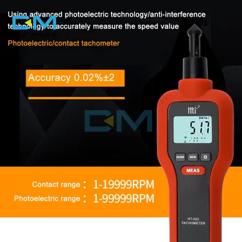  2 In 1 Digital Turometru Fotoelectric / Contact Handheld Portabil de Înaltă Precis Non-Contact Rev Viteză Metru Tester Instrument HT-522