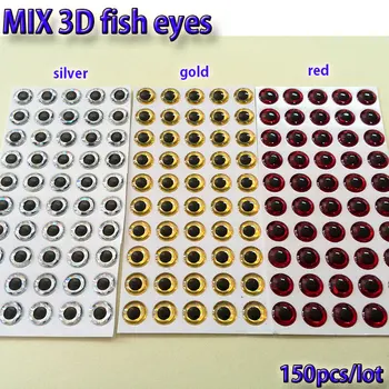  2019MIX de pescuit nada ochii zbura de pescuit ochi de pește fly tying material ,atrage momeli de luare de argint+aur+rosu se amesteca total 150pcs/lot