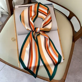 2021 Spania Gât Eșarfă de Mătase de Lux cu Dungi Linie Cravată de Păr Esarfe Fular Bentita Șaluri și Împachetări Cravată Bandane 150*15 cm