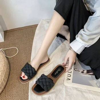  2022New Moda Țesut de Vară Papuci Femei Casual, sandale Sandale Plate Femeie pe Plajă Confortabil Diapozitive, Flip Flops Zapatillas