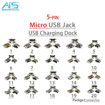  20Models 5 din Fiecare 100buc/lot Mini Micro USB 5P 5 pini Micro USB Jack 5Pins Conector Coada de Încărcare de Andocare port priză cablul de alimentare