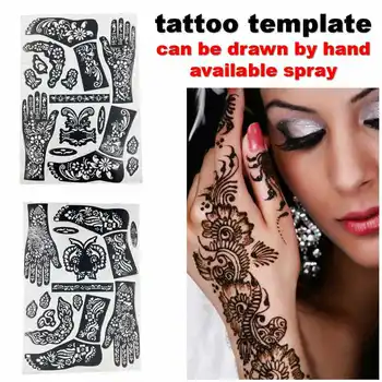  2PC/Set Braț Picior Picioare Stencil Tatuaj Temporar Decal Body Art Șablon India, Henna Gol Desen Kit DIY Fata Vopsele Pictura