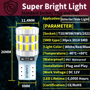  2x LED-ul creatininei Lumina de Parcare Bec Lampa W5W T10 Canbus Pentru Mini Cooper R50 R53 F55 F56 R56 F54 R55 F57 R52 R57 R60 R58 R59 R61
