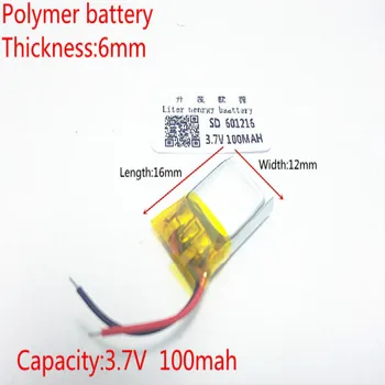  3.7 V 100mAh 601216 Litiu-Polimer LiPo Baterie Reîncărcabilă cu ioni de celule Pentru Mp3 Mp4 Mp5 DIY PAD DVD E-book setul cu cască bluetooth