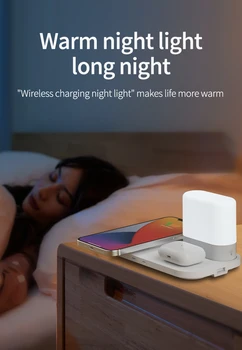  3 în 1Wireless Încărcător cu Lampa de Noapte lumina Rapidă de Inducție Suport de Încărcare pentru iPhone 14 13 Pro Max 12 11 Airpods Xiaomi Samsung
