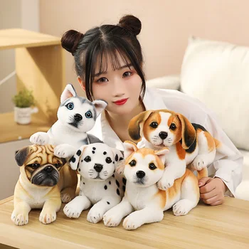  32cm Simulare Câine Jucărie de Pluș Umplute Realiste Husky Shiba Inu Dalmatian Câine Pug Catelus Papusa Casa Decor Cadou de Ziua de nastere