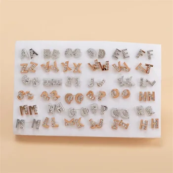  36pairs/set Mixt de Stiluri Scrisoare Alfabet Stras Plastic Stud Cercei Set Pentru Femei Fete Moda Bijuterii