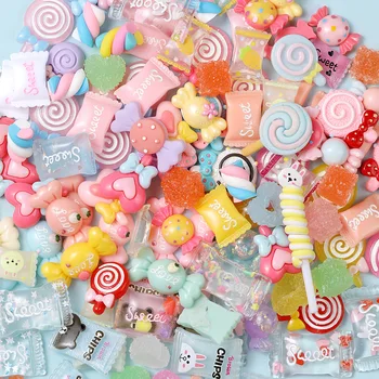  3D Kawaii Dulce Bomboane de Unghii Farmece Amestecat Lollipop Gummy Bear Rășină Decoratiuni de Arta Unghiilor DIY Supradimensionat Acril Manichiura Accesorii