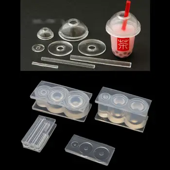  3D Mini Ceai Lapte Cana de Sticla Rasina UV Mucegai Silicon Miniture Alimente Juca Mucegai Instrument