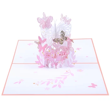  3D pentru Pop-Up pentru Fluture Coș de Flori Felicitare pentru Aniversarea de Nunta de Ziua Mamelor de Ziua Tatălui de Absolvire