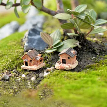 3pc Mini case Mici Vile, Jucării DIY Meserii Figura Moss Terariu Zână Ornament de Gradina Peisaj Decor de Culoare Aleatorii casă de Păpuși