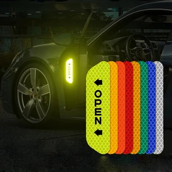  4 buc/set de mașină, autocolante reflectorizante Masina înălțime reflectorizante extern accesorii auto bandă Reflectorizantă de Siguranță avertizare autocolant