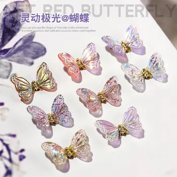  5 Bucăți de Aurora Fluture Decoratiuni de Arta Unghiilor AB 3D Colorate care Zboară Fluture Zircon Bijuterii de Unghii DIY Accesorii Manichiura