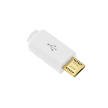  5PCS cap de Aur 4 în 1 Micro USB 5P Masculin conector plug Alb Negru sudare Date OTG interfață linie de DIY accesorii cablu de date