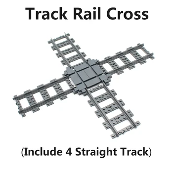  61 buc MOC Șină Cruce Model Set Compatibil City Tren Părți 53401 Strada Traficului Feroviar Vedere Construirea de Blocuri de BRICOLAJ Copil Jucărie