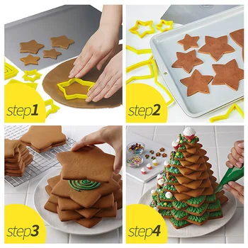  6pcs/Set de Cinci Stele a subliniat Forma de Cookie-Cutter Mucegai Pentru Pomul de Crăciun Cookie CutterF Crăciun Anul Nou Biscuiți Copt Instrumente