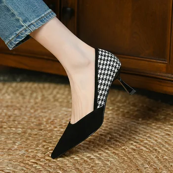  A subliniat Stil francez Doamnelor Pantofi de Potrivire a Culorilor Clasice de Birou Femei Sandale Superficial Gura de Primăvară Femei Singure Stiletto