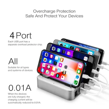  AIXXCO 4-Porturi 24W 4.8 UN încărcător USB station pentru iPhone X 8 7 iPad-ul rapid de încărcare usb dock pentru Samsung Xiaomi Încărcător de Telefon Mobil